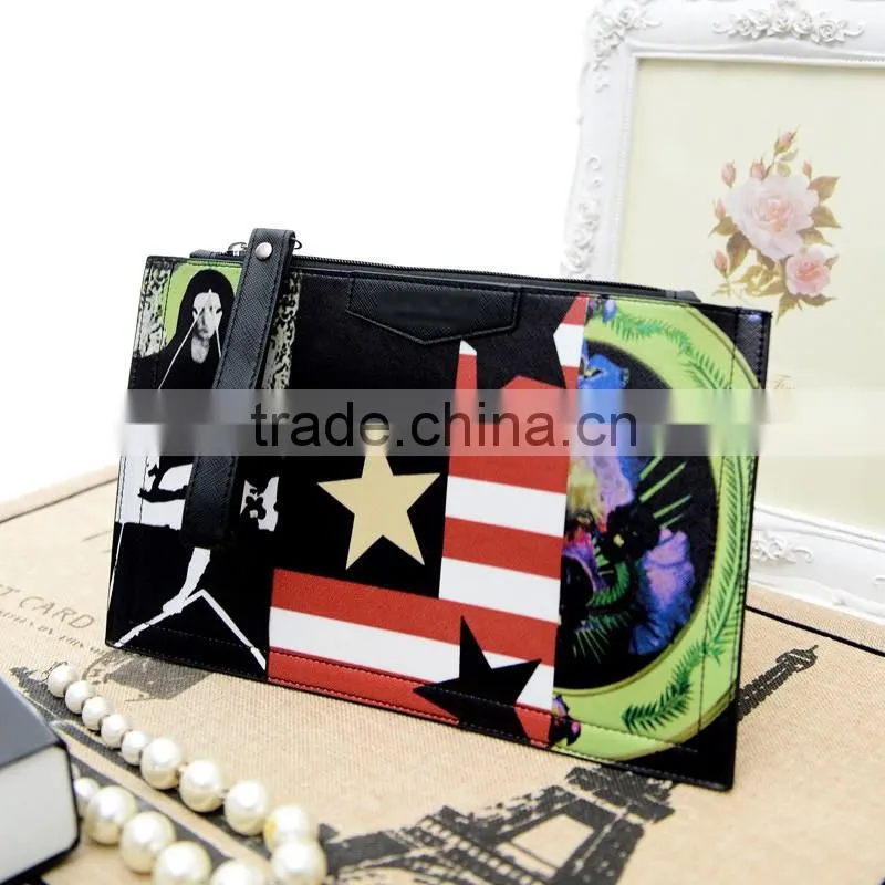 Flog star printing clutch women handbags shoulder messenger bag crossbody bags