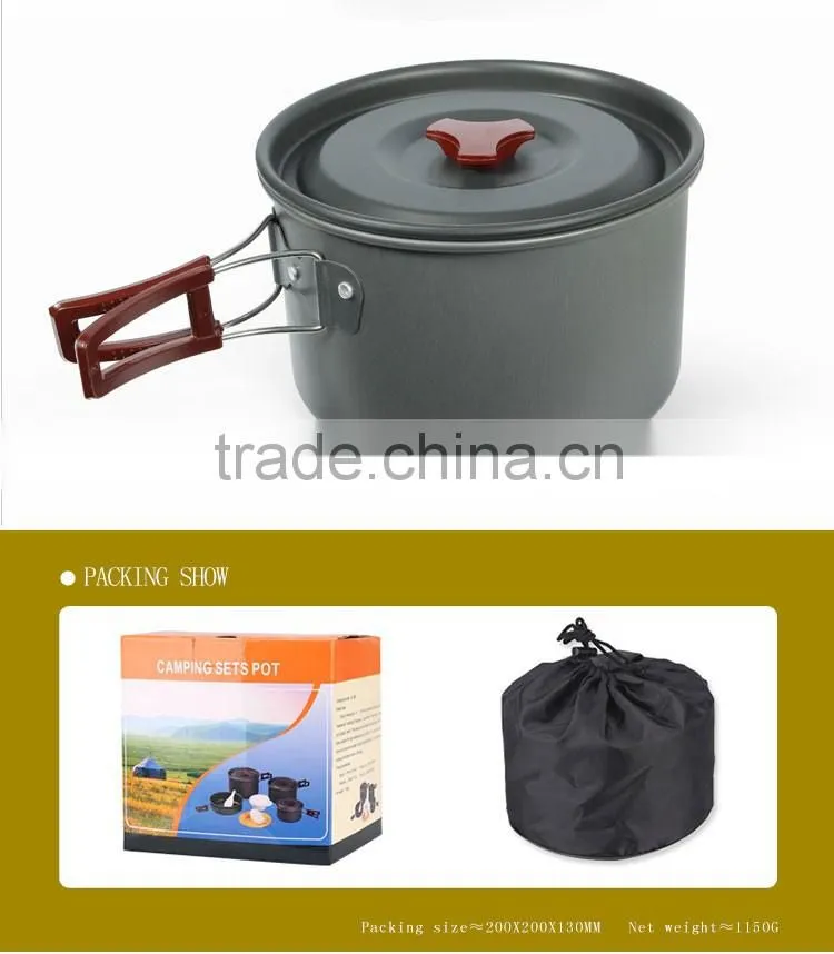 Portable Non-toxic and Odorless Outdoor Cookware Set for 3-5 Person for Camping Hiking