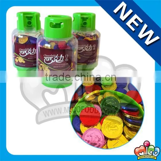 milk chocolate coins in gas cylinder