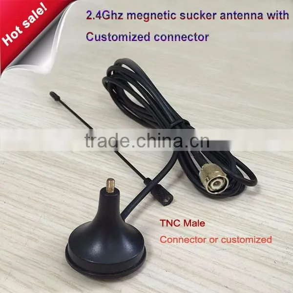Hot sale!! 2.4G 7DBI sucker antenna wifi antenna with magnet base extension cable 1.5m SMA male connector