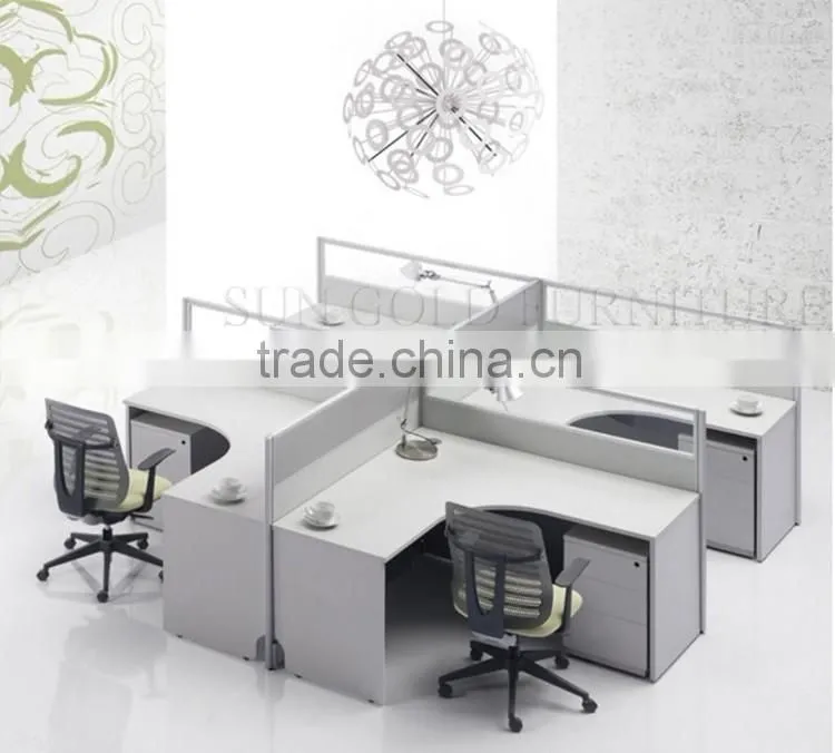 Wooden office cubicle workstation tables for 4 person (SZ-WSB377)