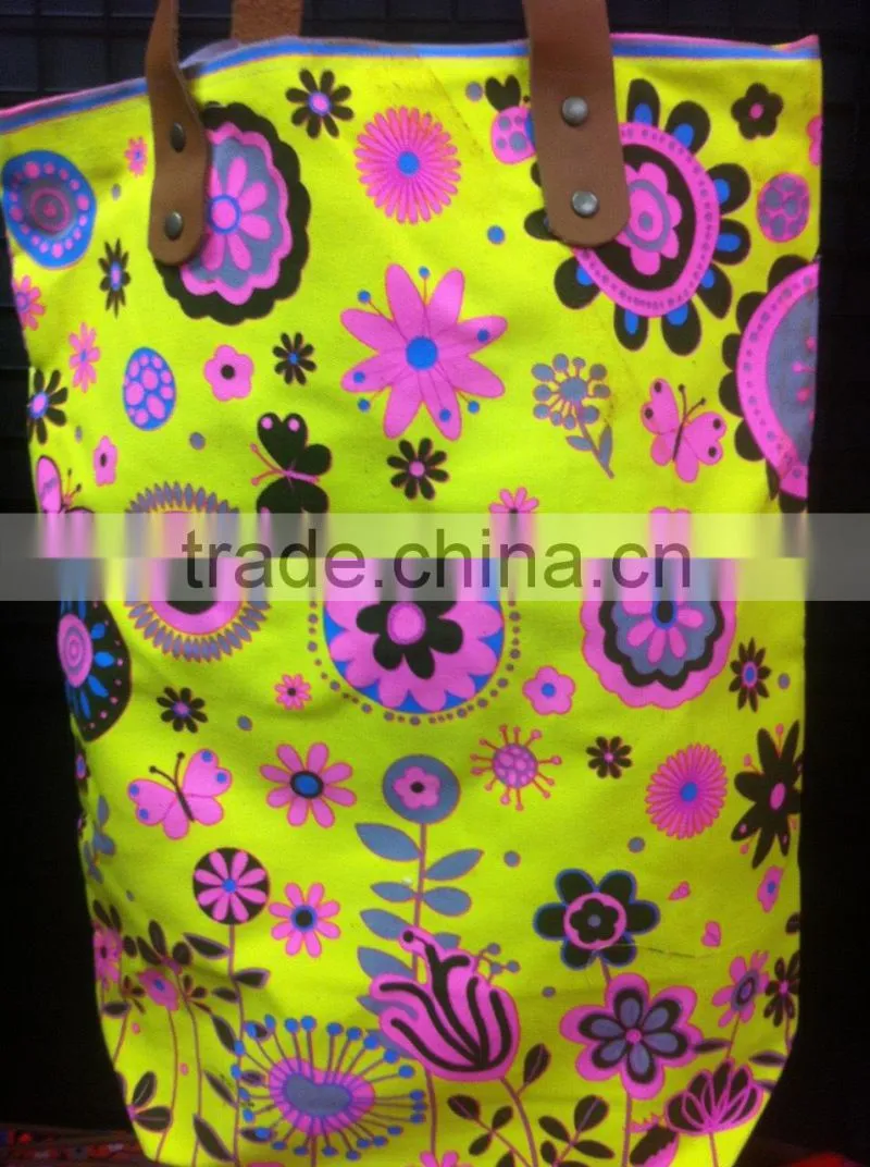 Best selling Print daisy Neon Canvas Tote Bags