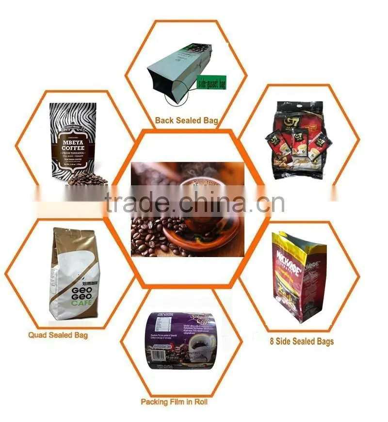 custom printing coffee bag/coffee tea packaging /plastic film roll /aluminium foil zipper stand up pouch with valve