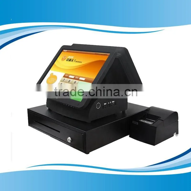 All in one 15 inch Android pos terminal with dual screen GSM WIFI touch pos terminal GC066