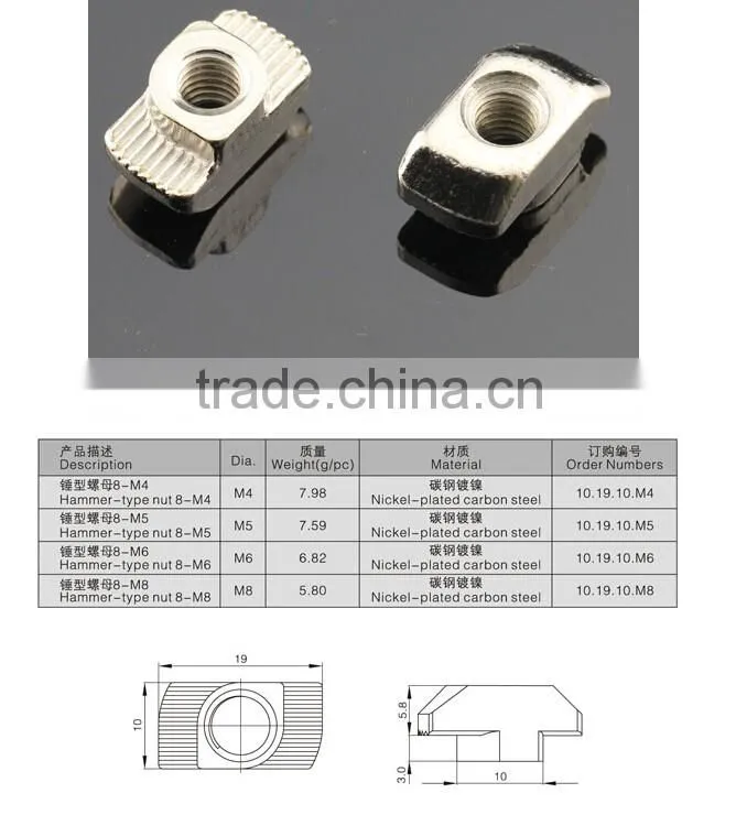 Hammer Nut, Slot 8, Steel / Stainless Steel