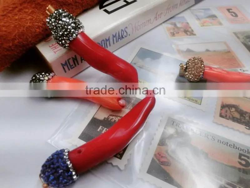 Wholesale gemstone stone hot pepper chili pendant