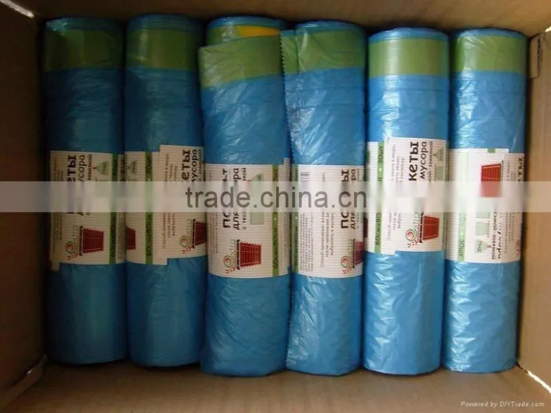 White drawstring trash garbage bags
