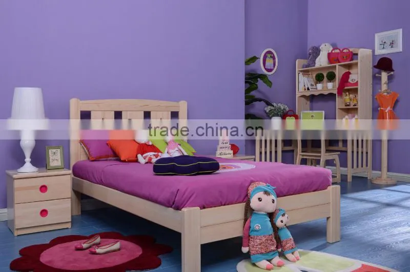 Girl Modern Bedroom Furniture in Pine Wood, Natural Color