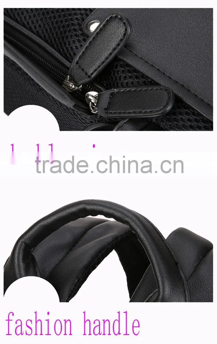 Fashion black pu coted canvas high quality school backpack bags