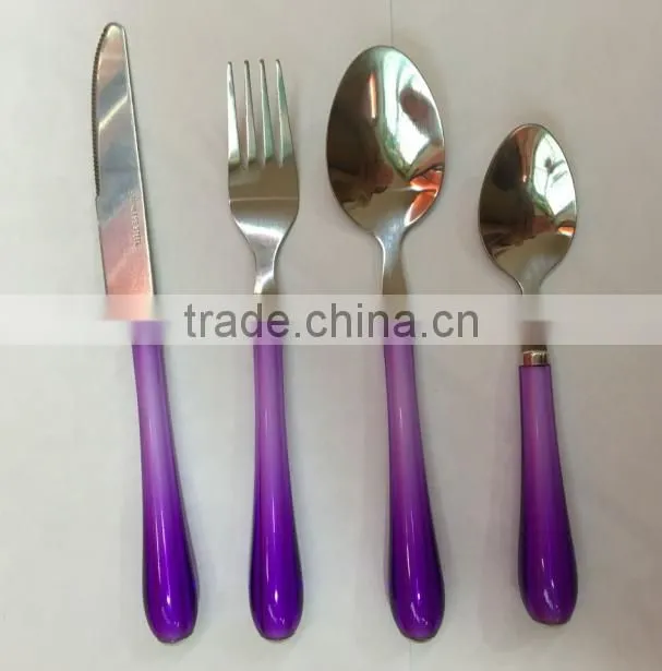 purple color handle cutlery sets with stainless steel material, cheap price