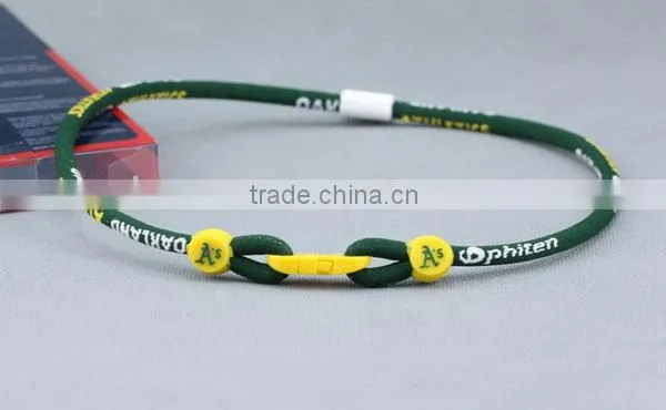 Custom Fashion Triple Braided Titanium Rope Sports Baseball Necklace 16" 18" 20" 22" Inch