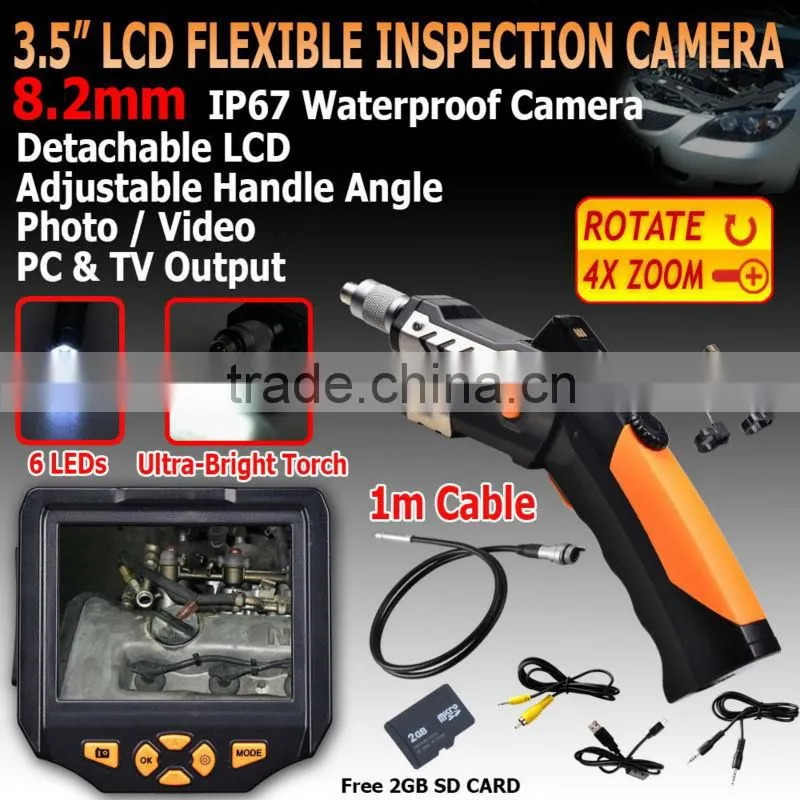 6 LED 3.5" LCD Monitor 1m/3m/5m Tube 8.2mm Inspection Camera Endoscope Borescope Scope