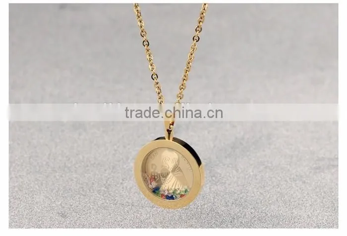 316L stainless steel good quality cubic zircon 24k gold pendant