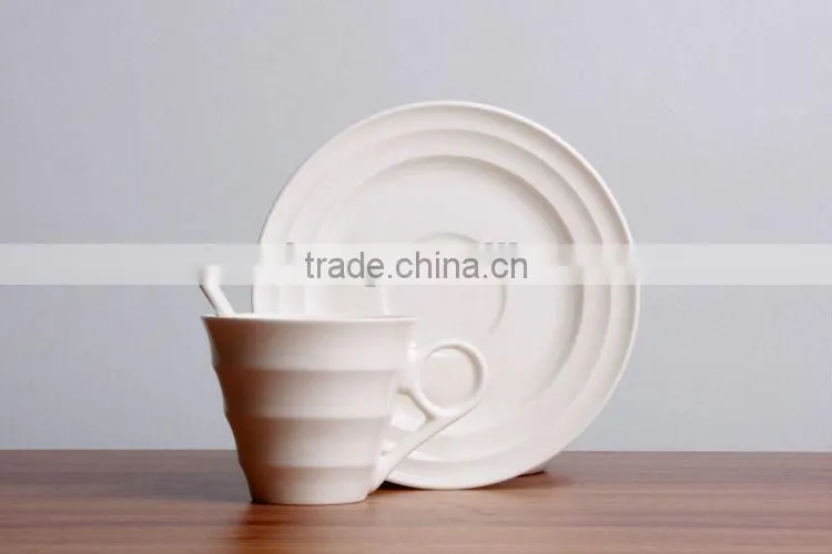 small ceramic coffee cup with stripe for restaurant