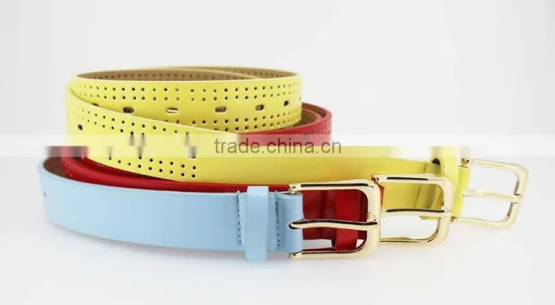 HOT 1 inch Women fashion summer dresses belt with colorful leather buckle in summer china Factory