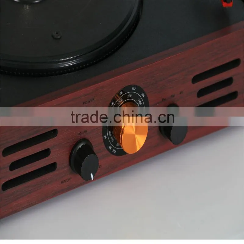 Hotter Vintage wooden Vinyl Record Player Turntable with Vinyl radio