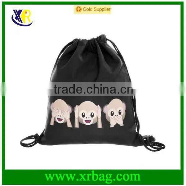 Women Mochila Man Sport Gym Bags Travel Backpack Happy Monkey Printed High Quality Drawstring Bag