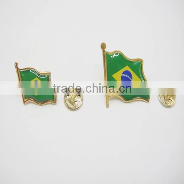 popular and durable metal flag pin badge,football pin badge,Brazil flag pin badge