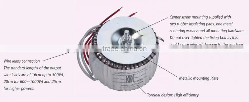 Manufacturer 450VA Toroidal Transformer , Single Phase Transformer .