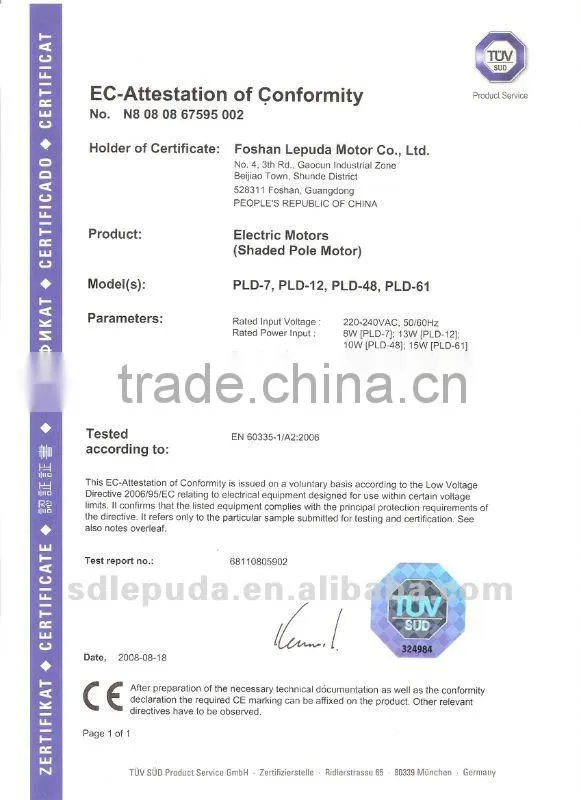 Condensate Motor Applied in Central Air-Condition