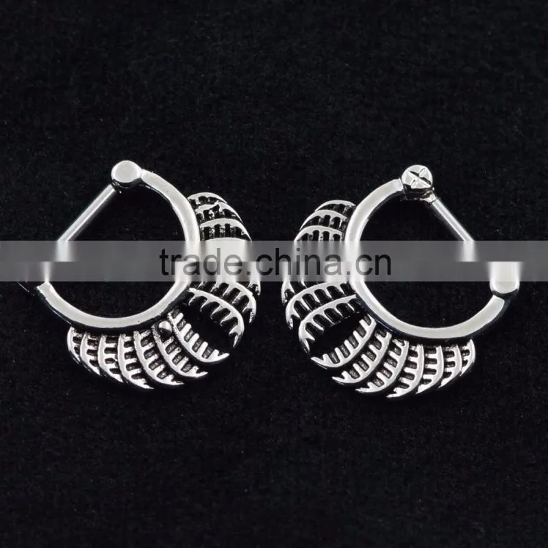 Septum Clicker Black Feather Wings Stainless Steel Nose Ring