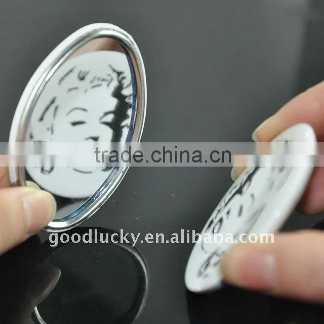 (58/75MM)Fancy gifts cheap round mirror tin