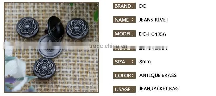 Factory custom-made high quality garment jeans buttons and garment rivets