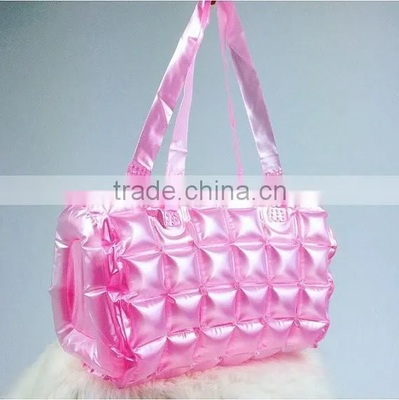 pink inflatable tote bag clear pvc bubble bag