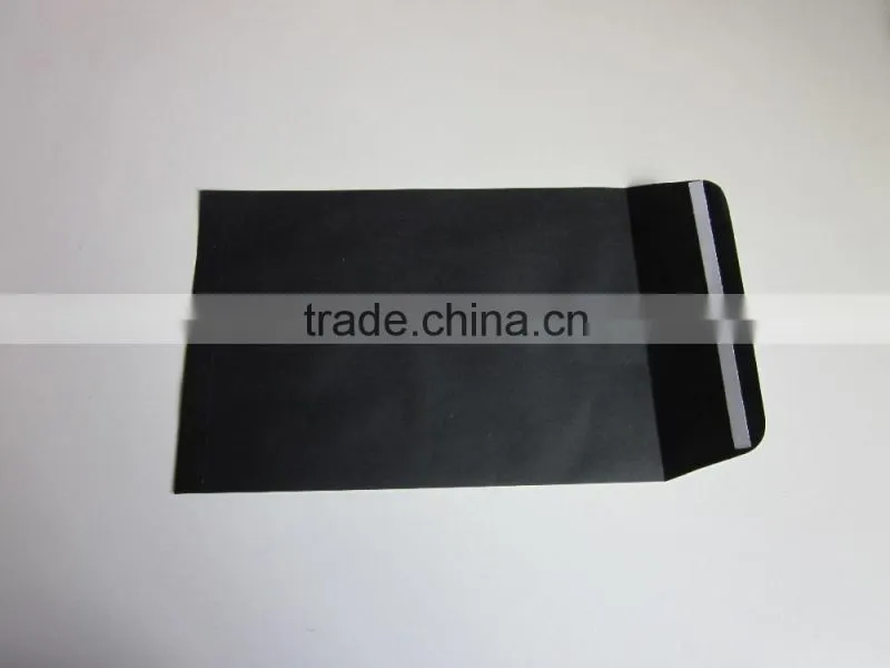 rigid black envelope embossed logo