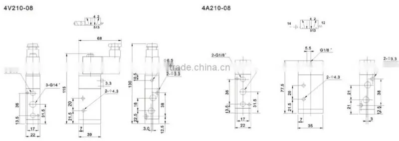 4V200 Series 24vdc Solenoid valve airtac model 4V210-08