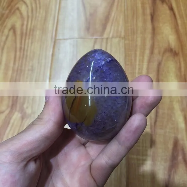 Natural Agate Smile Crystal Geode Egg Ornaments For Sale