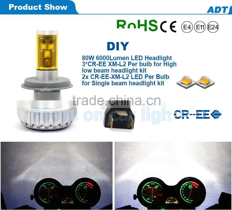 DIY design All in one 6000lumen smart G4 led 12v-24v car h4 led headlight bulbs