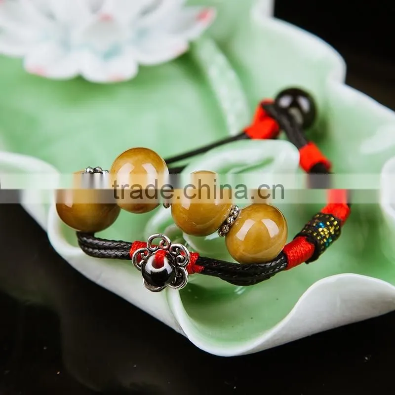2015Hot sales white and yellow Unique handmade Jingdezhen ceramic bead bracelet