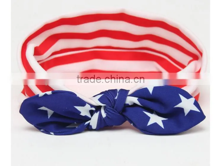 The new baby children's hair accessories National Day flag models rabbit ears bow cross with the new foreign trade