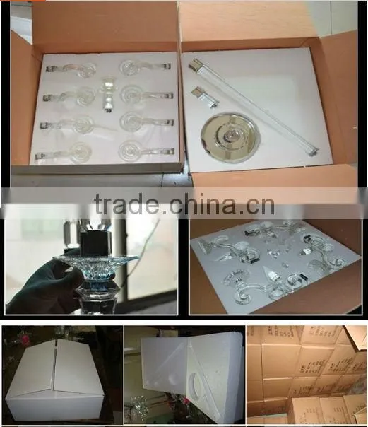 Yiwu Market Crystal Glass Candlestick Holder With ball poles stand R-3020