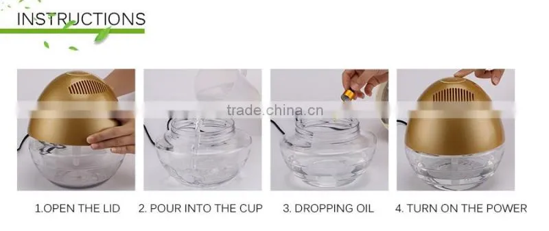 KS-02 eletrical water air purifier aroma diffuser with colorful LED lights and anion generator