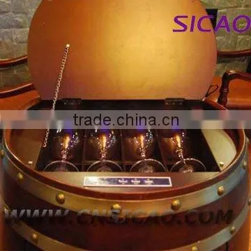 Wood Wine Barrel Refrigerator, LED Wine Barrel Fridge Energy Drink