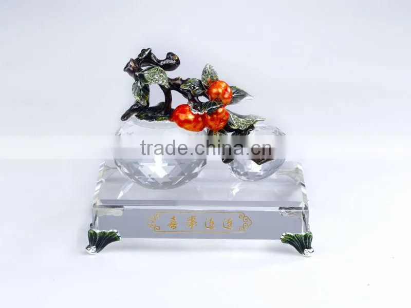 RORO Blessed Events persimmon enamel crystal glass decorative article for home decoration/gift
