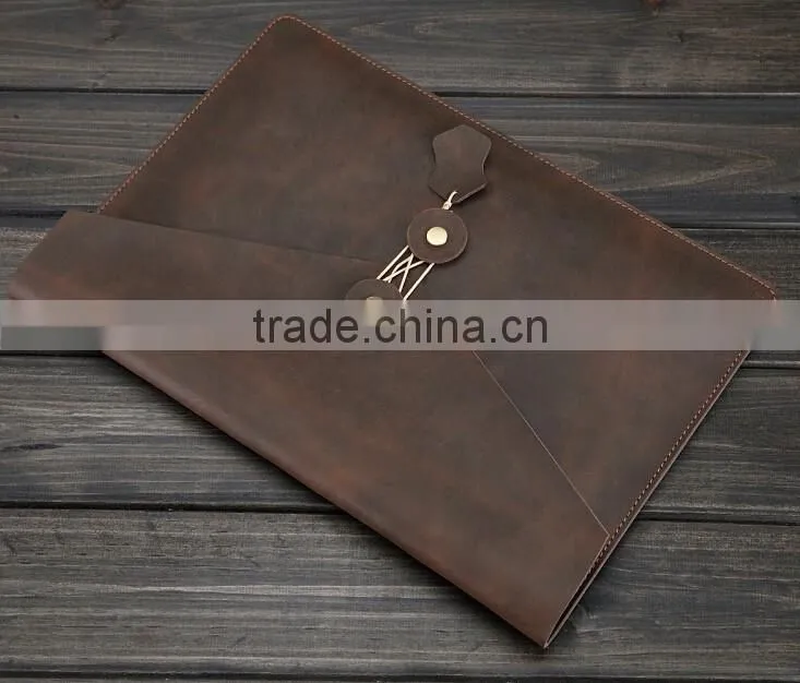 Custom Wholesale Genuine cowhide leather laptop case bag portfolio