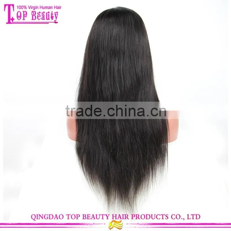 20 Inches Peruvian Hair Raw Unprocessed Virgin Lace Wig Large Stock Long Black Straight Hair Wig
