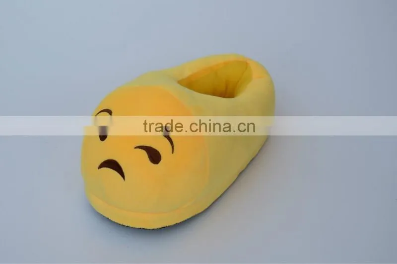 Household indoor warm emoji plush funny bedroom slippers ,QQ expression plush shoes