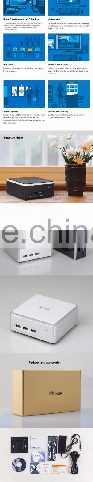 2016 new fashion Intel Core i7 4500U Mini PC Win 7/8/10 Barebone Desktop Computer HDMI and VGA ports support dual display 4k