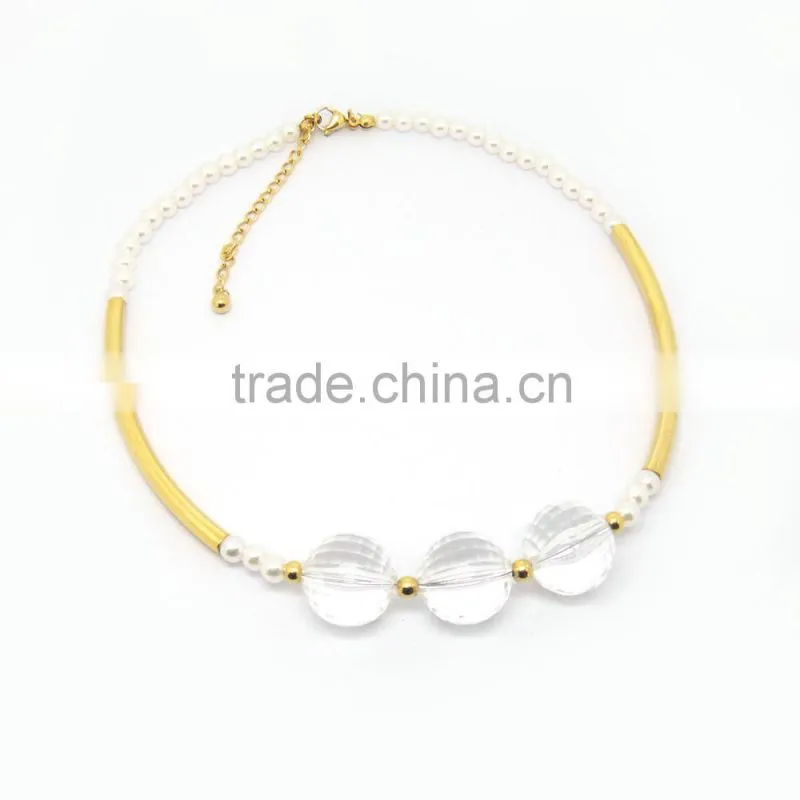 High Quality Stainless Steel Transparent Big Crystal Statement Necklace for Dress