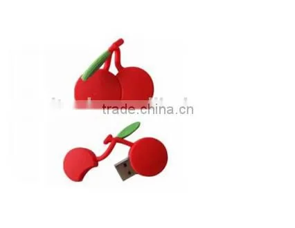 2GB Soft PVC cherry shaped usb flash drive gift 100% real capacity usb flash disk memory USB 2.0 with key chain