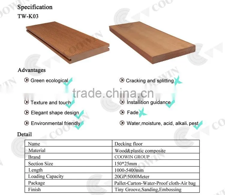 Contains no toxic chemicals green environment friendly solid wpc exterior flooring