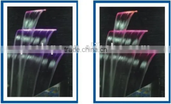 Multicolor waterfall, waterfalls mingled with water shape fountains and led lights