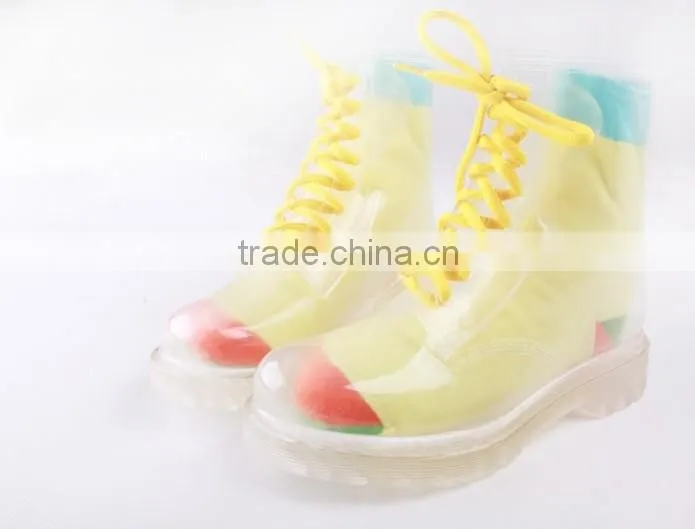 Candy colors women PVC rain boots cheap ankle PVC rain shoes