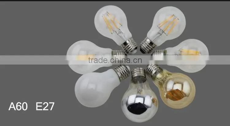 Glass Lamp Body Material E27 Base Type A60 6W Led Filament Bulb