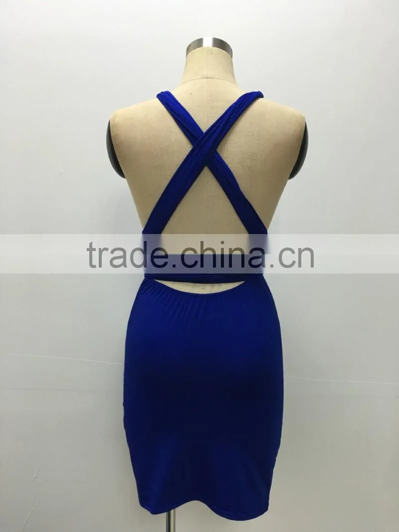 Bonvatt Sexy mini dress with belts women fahion dress 2017