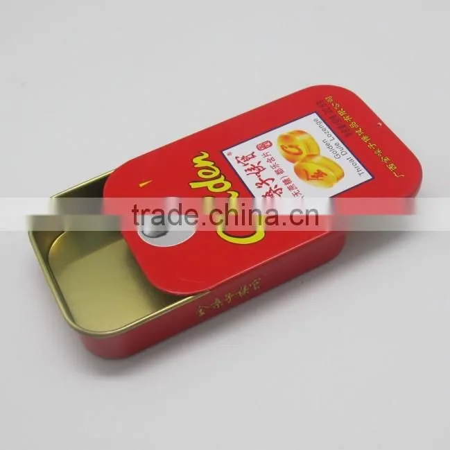 fashion wholesale slide cover tin box sliding cover lid mint candy metal slide tin